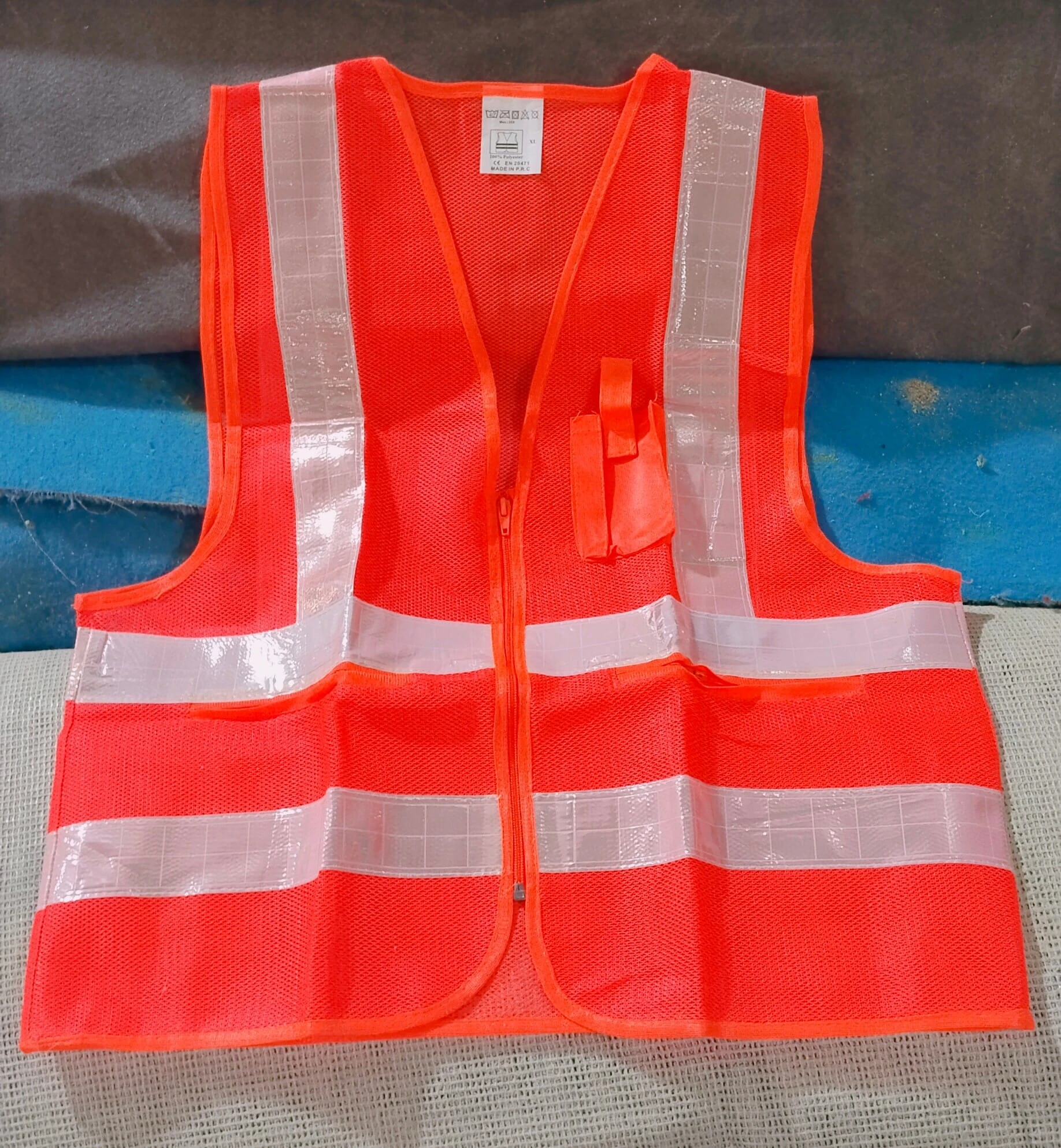 High-Visibility Orange Safety Vest with Reflective Strips - View 3